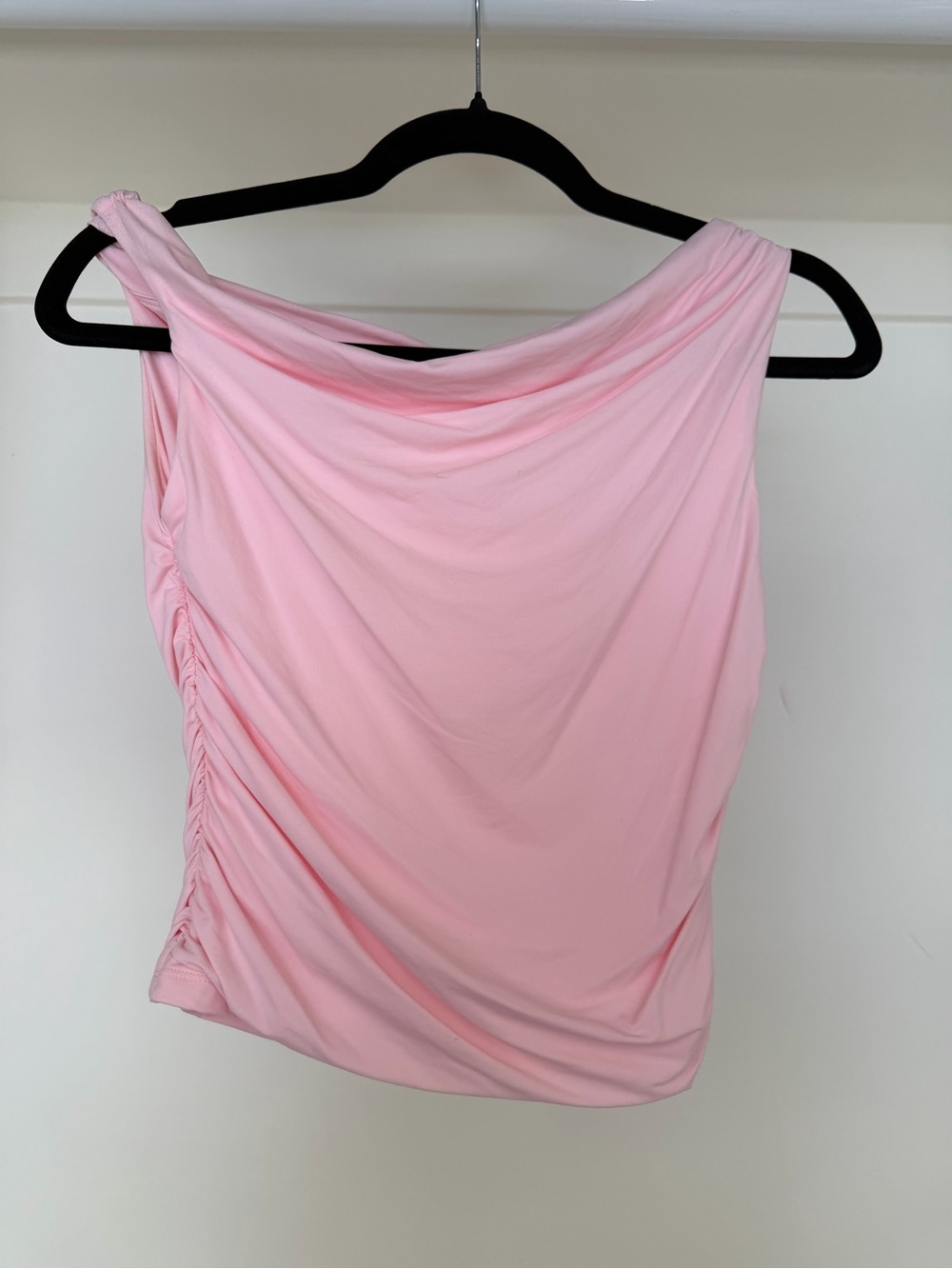 Pink Draped One-Shoulder Women’s Top